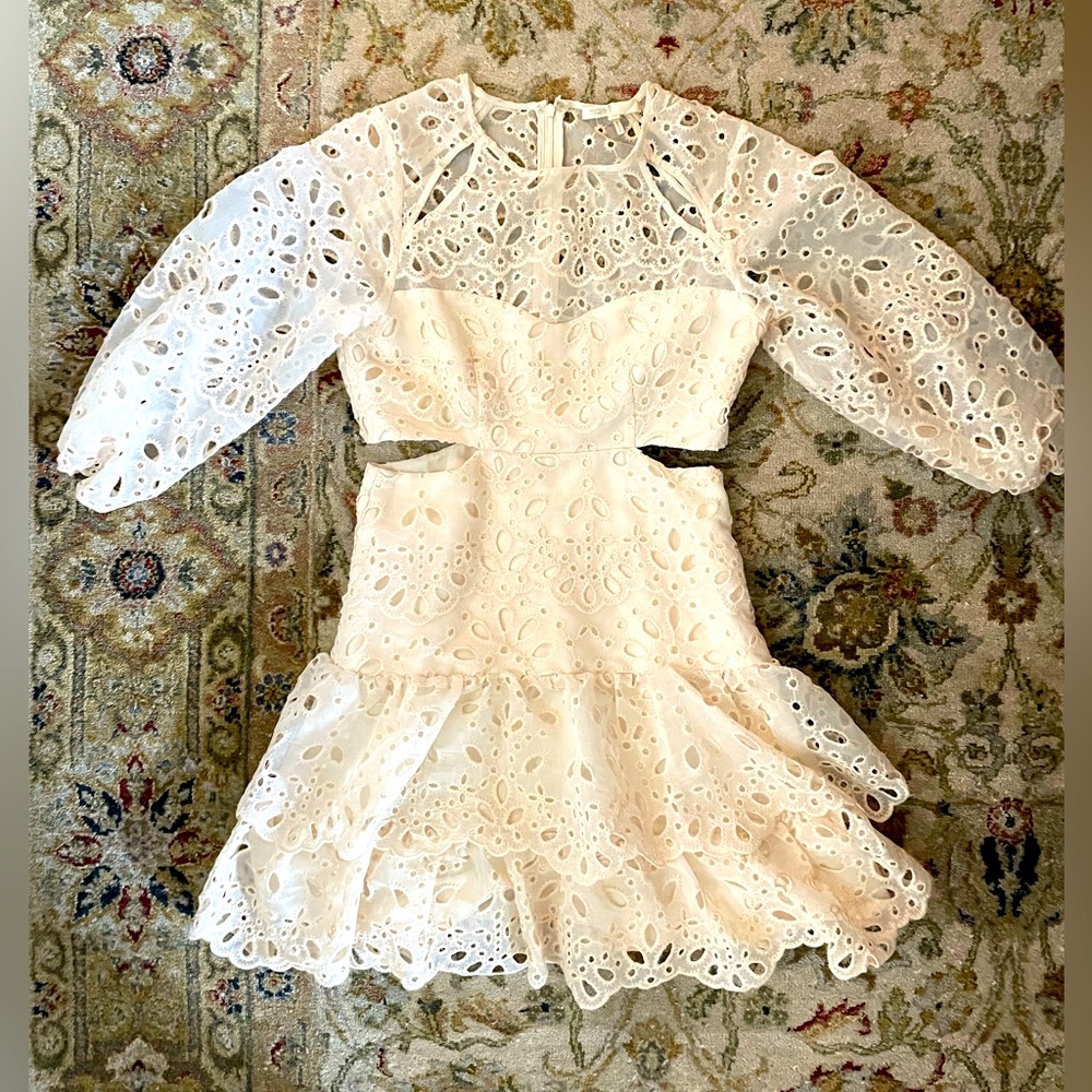 Maje mini dress with raffles Off white.size XS 36.Summer Condition is perfect